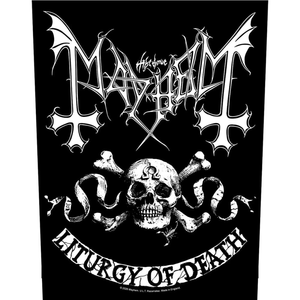 Mayhem - Skull Omega Rückenaufnäher - Schwarz/Weiß